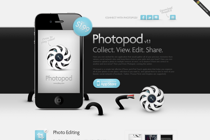 Photopod iPhone Application website preview